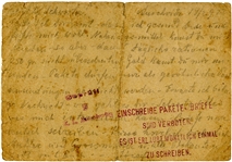 WWII Letter From a Prisoner at the Auschwitz Concentration Camp -- on Auschwitz Postcard With Camp ''Rules''